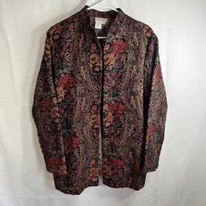 Coldwater Creek XL Tapestry Button Front Jacket Floral Paisley Print